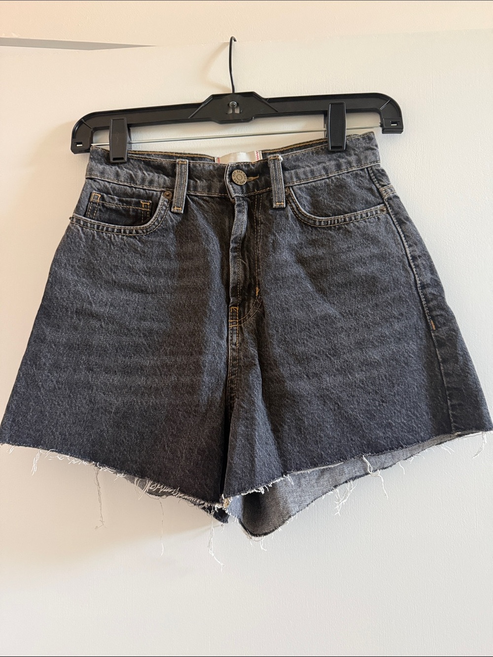 BDG Washed Black High-Rise Denim Shorts